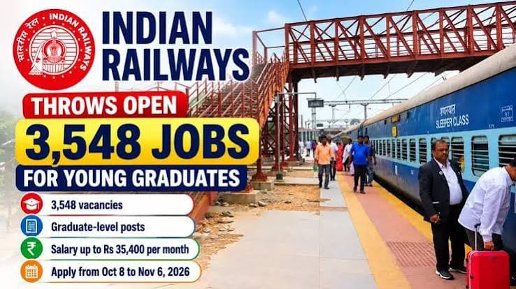 Indian Railways Announces 3,548 Graduate-Level NTPC Vacancies