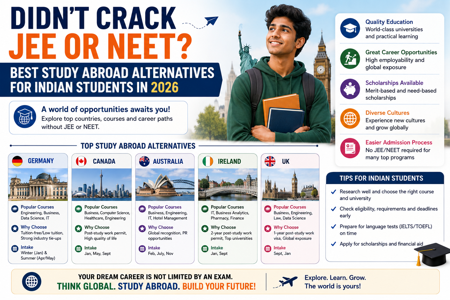 Didn’t Crack JEE Or NEET? Best Study Abroad Alternatives For Indian Students In 2026