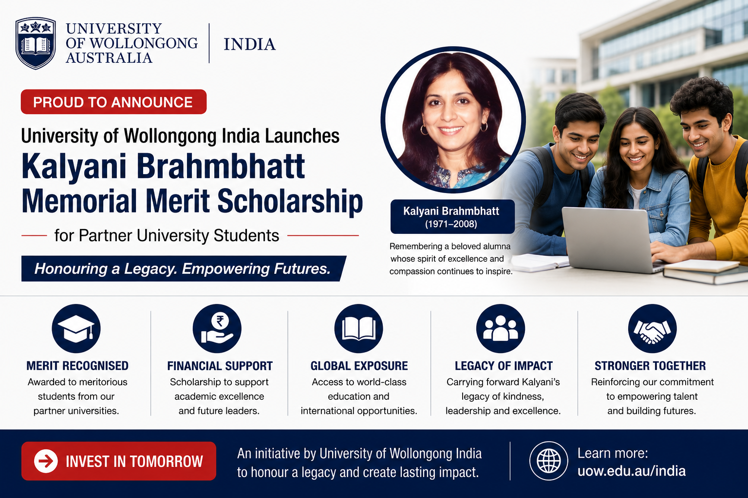 University of Wollongong India Launches Kalyani Brahmbhatt Memorial Merit Scholarship for Partner University Students