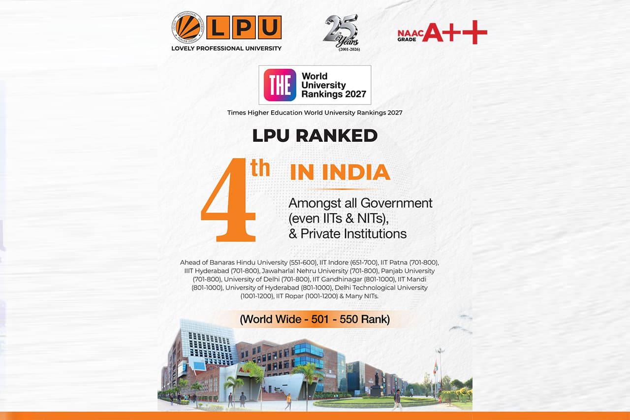 LPU Rises to 4th in India in THE World University Rankings 2027