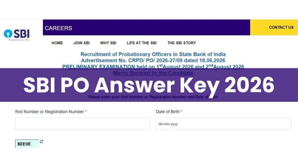 SBI PO Prelims Answer Key 2026 Released: Check How to Calculate Marks