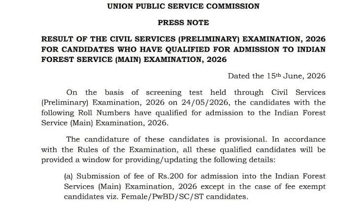 UPSC Shortlists 1,046 Candidates for Indian Forest Service Main Examination 2026