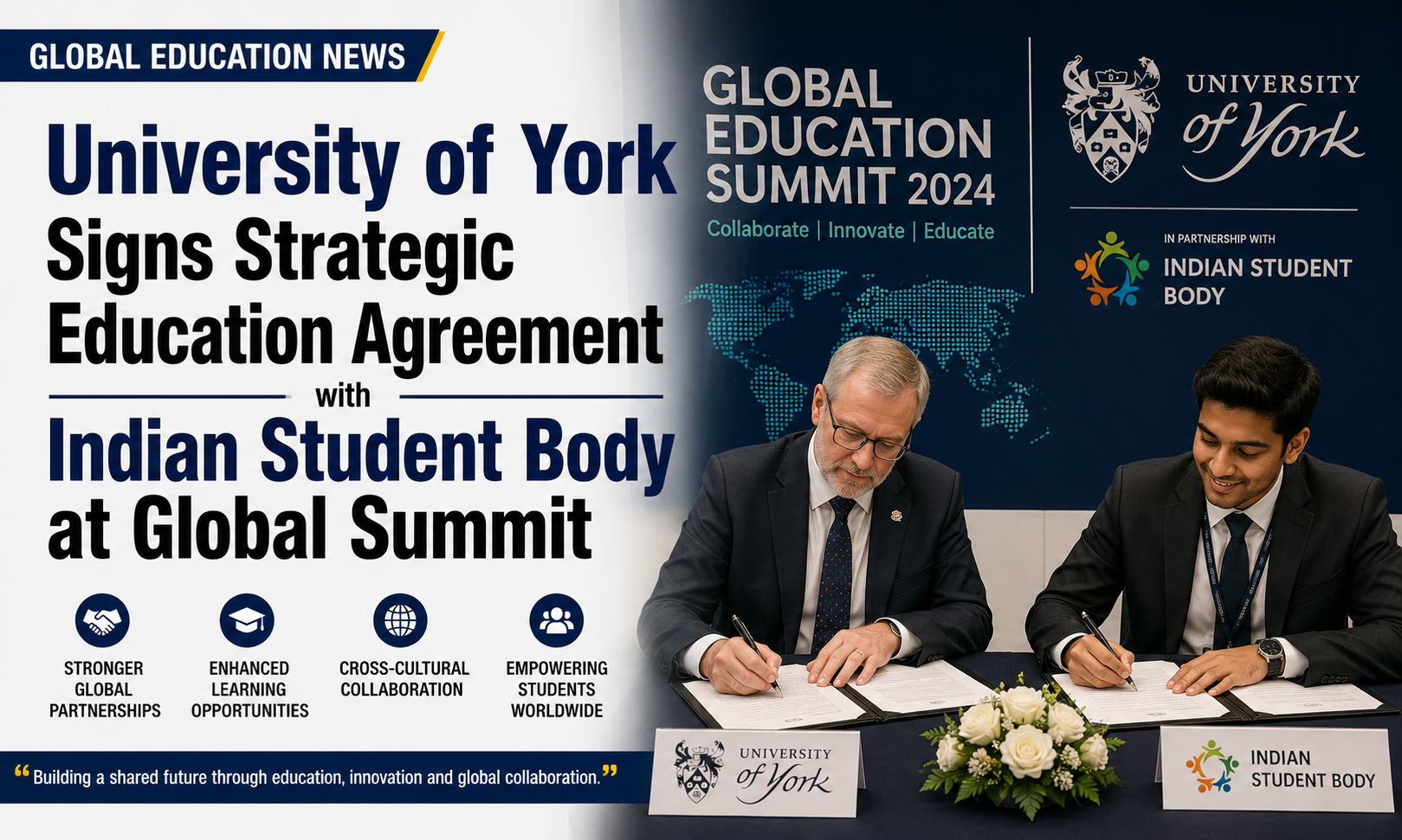 University of York Signs Strategic Education Agreement with Indian Student Body at Global Summit