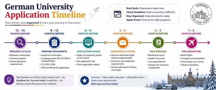 German University Application Timeline for International Students: Month-by-Month Guide