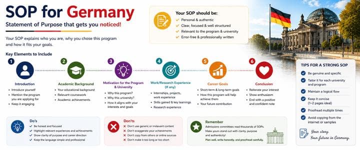 SOP for Germany: Format, Writing Tips, Structure and Sample for German Universities