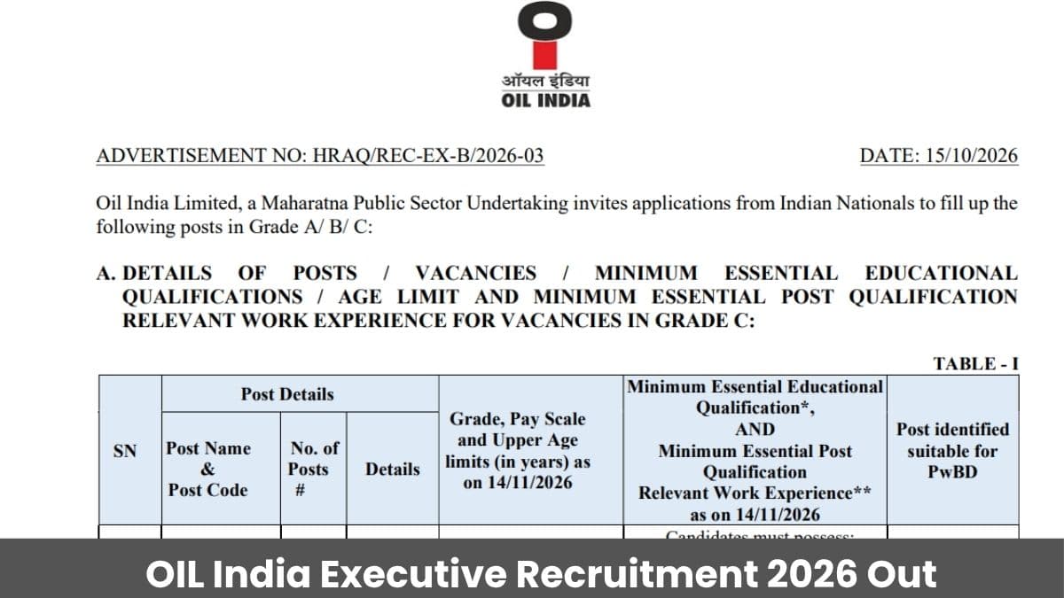 Oil India Executive Recruitment 2026: 32 Research Scientist and Senior Officer Posts