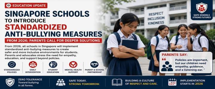 Singapore Schools to Introduce Standardized Anti-Bullying Measures from 2026; Parents Call for Deeper Solutions